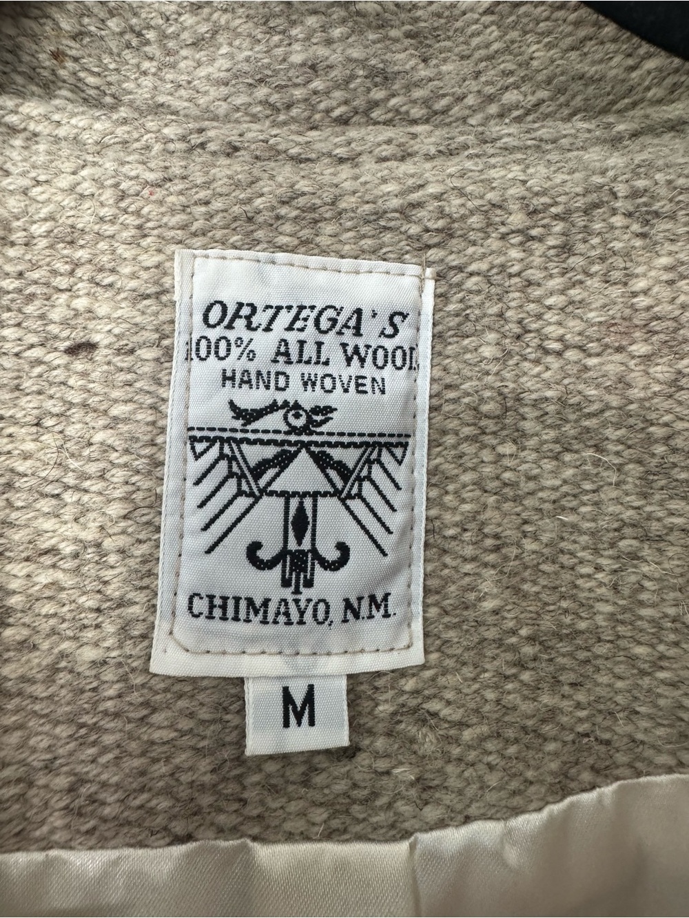 Ortega’s Wool Tan Fringe Coat Cape Poncho Size Medium - Picture 7 of 7